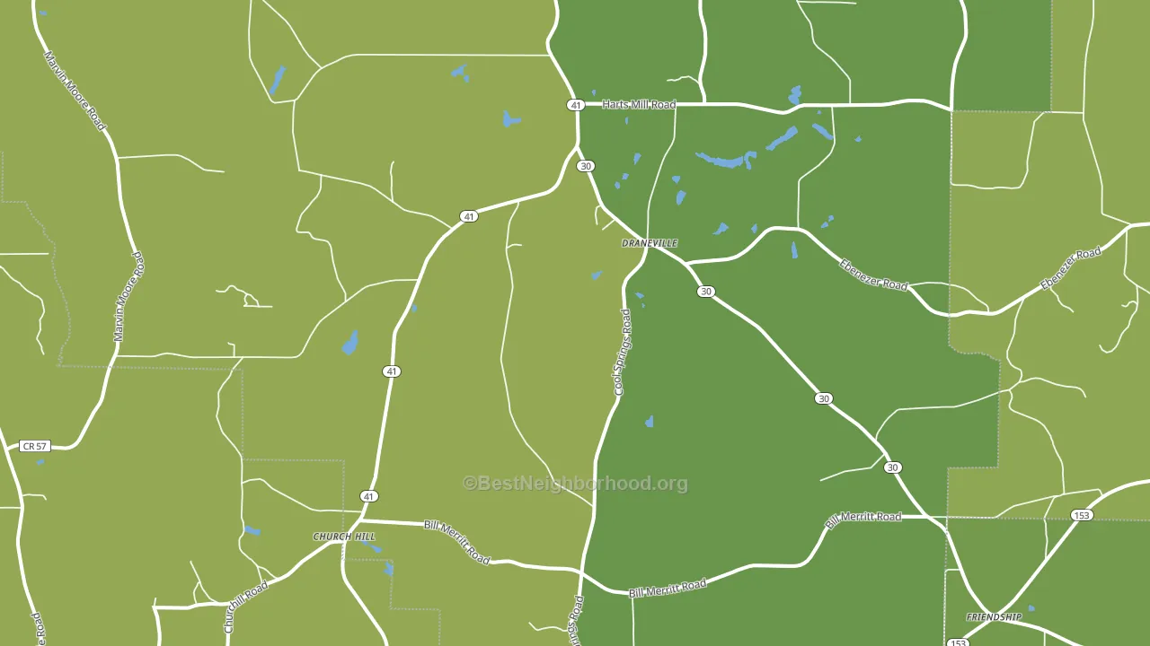 Draneville, GA block-group voter-turnout map