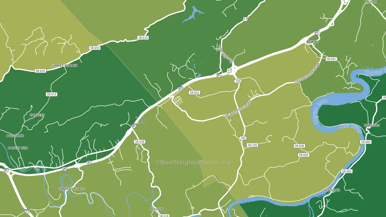 Draper, VA block-group voter-turnout map