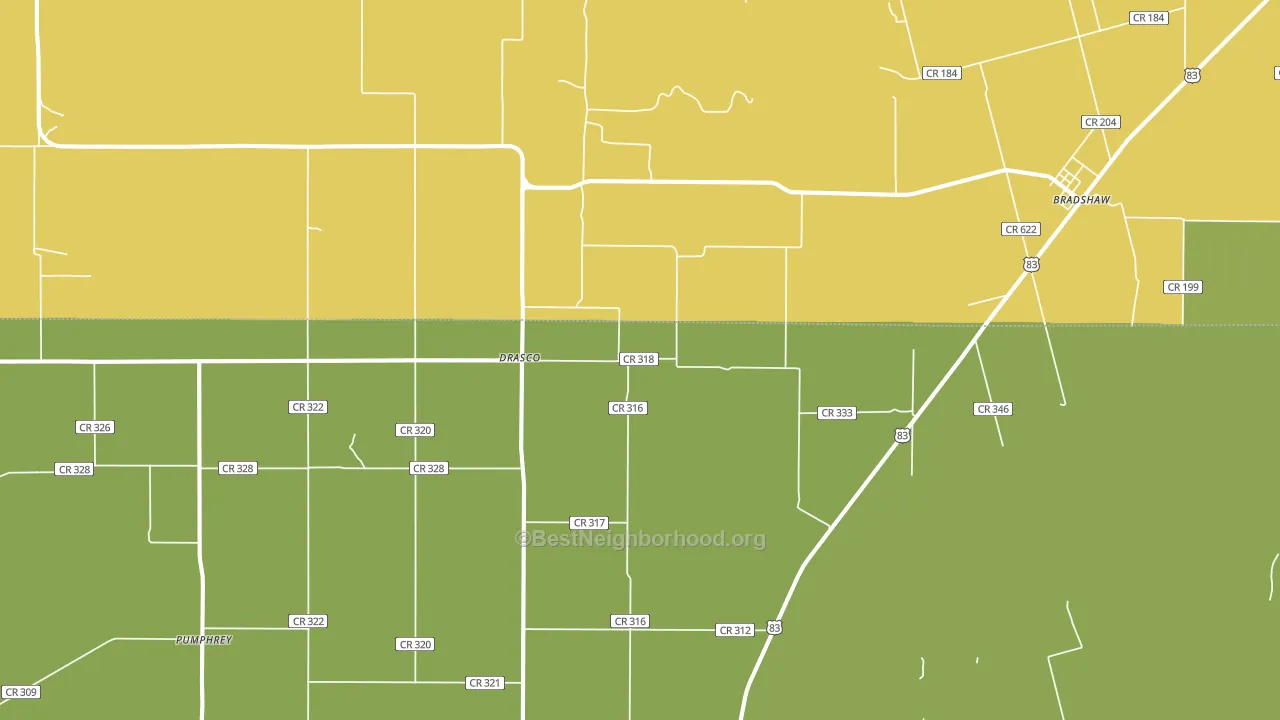 Drasco, TX block-group voter-turnout map
