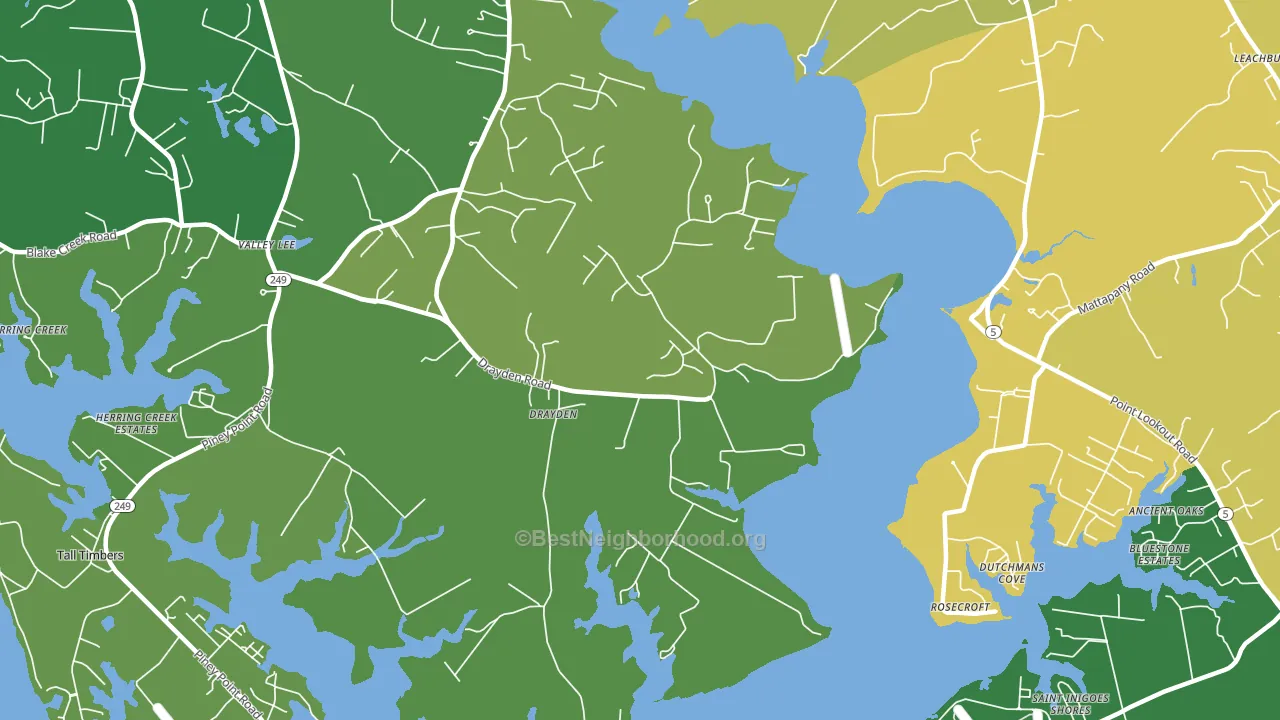 Drayden, MD block-group voter-turnout map