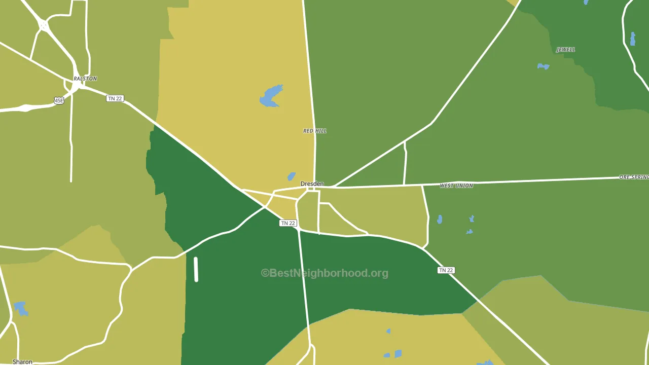 Dresden, TN block-group voter-turnout map