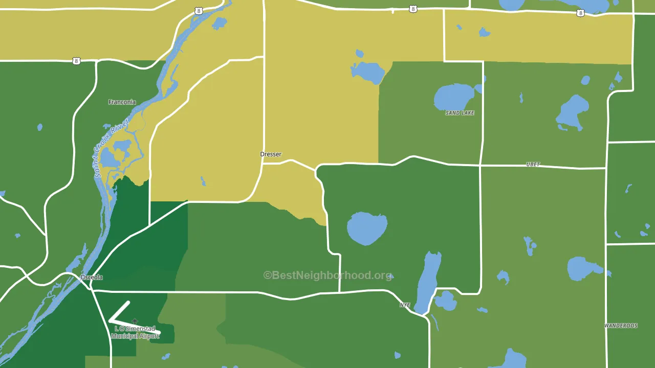 Dresser, WI block-group voter-turnout map