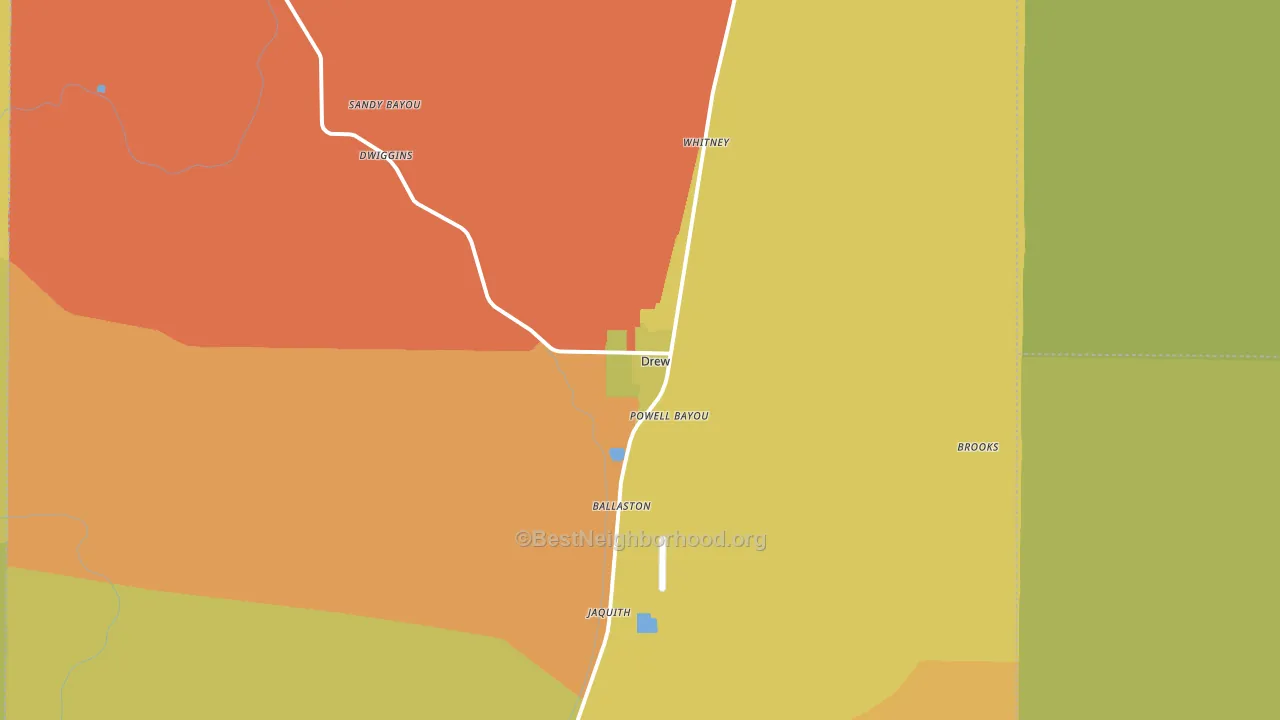 Drew, MS block-group voter-turnout map