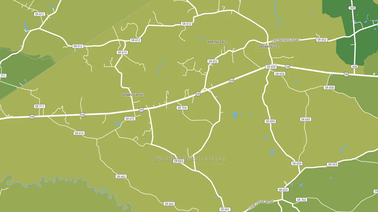 Drewryville, VA block-group voter-turnout map