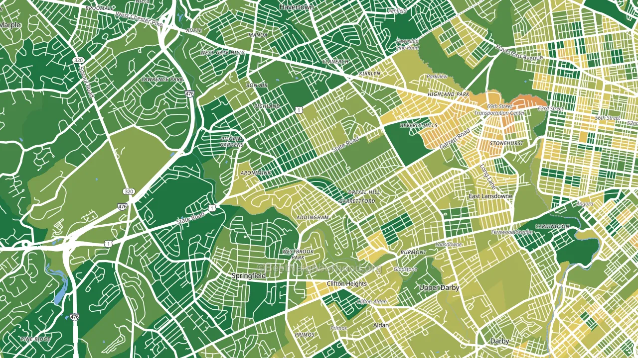 Drexel Hill, PA block-group voter-turnout map