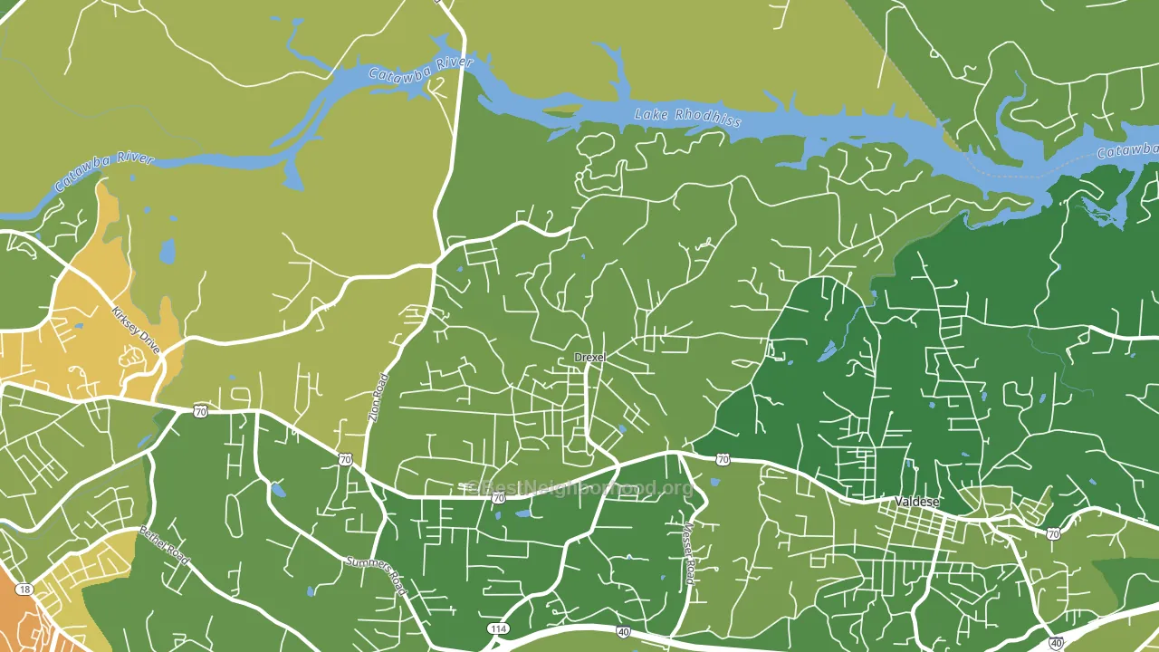 Drexel, NC block-group voter-turnout map
