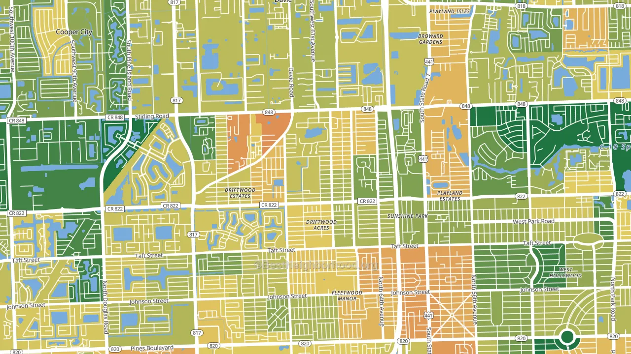 Driftwood, Hollywood, FL block-group voter-turnout map