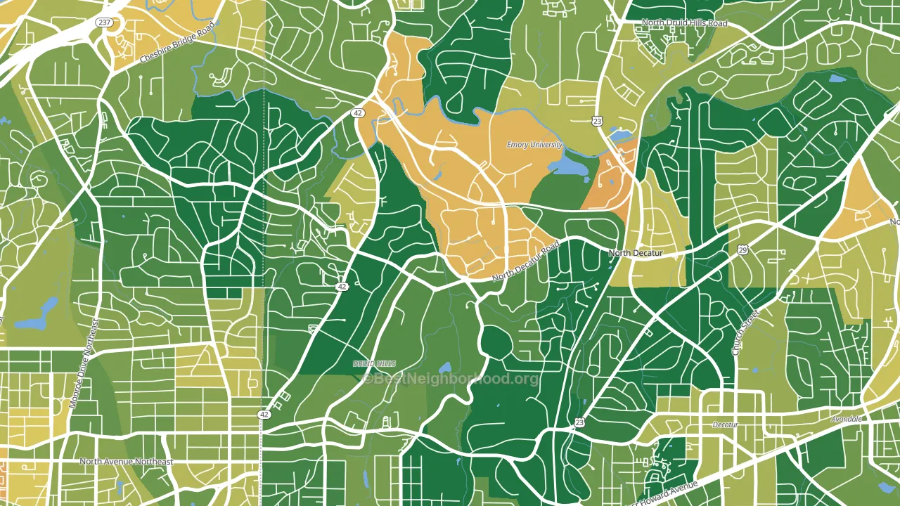 Druid Hills, GA block-group voter-turnout map