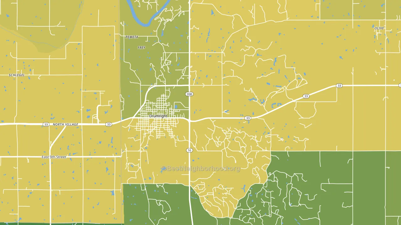 Drumright, OK block-group voter-turnout map