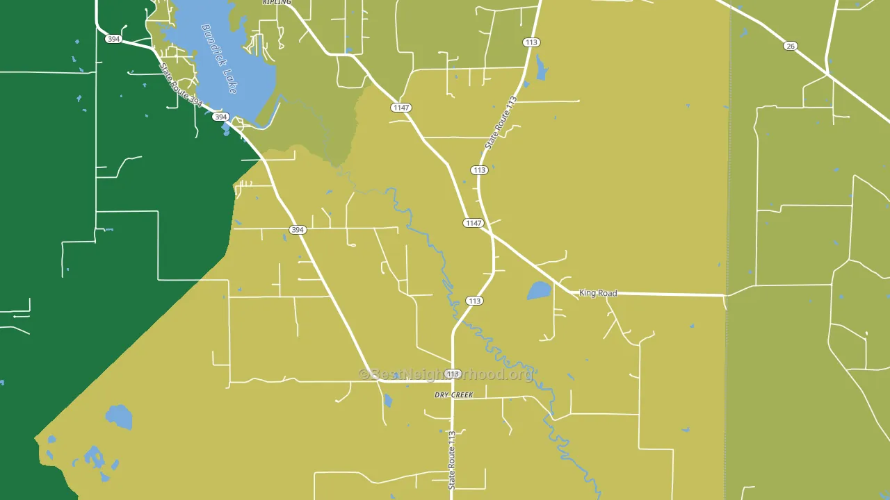 Dry Creek, LA block-group voter-turnout map
