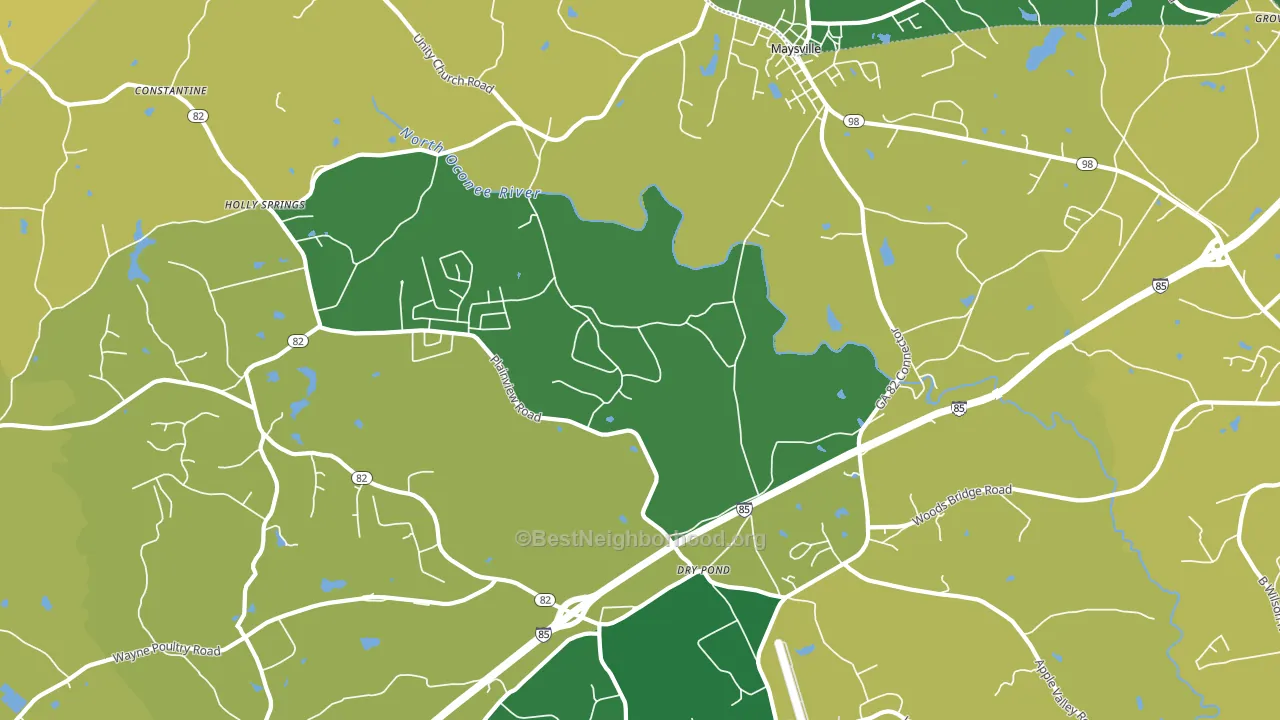 Dry Pond, GA block-group voter-turnout map