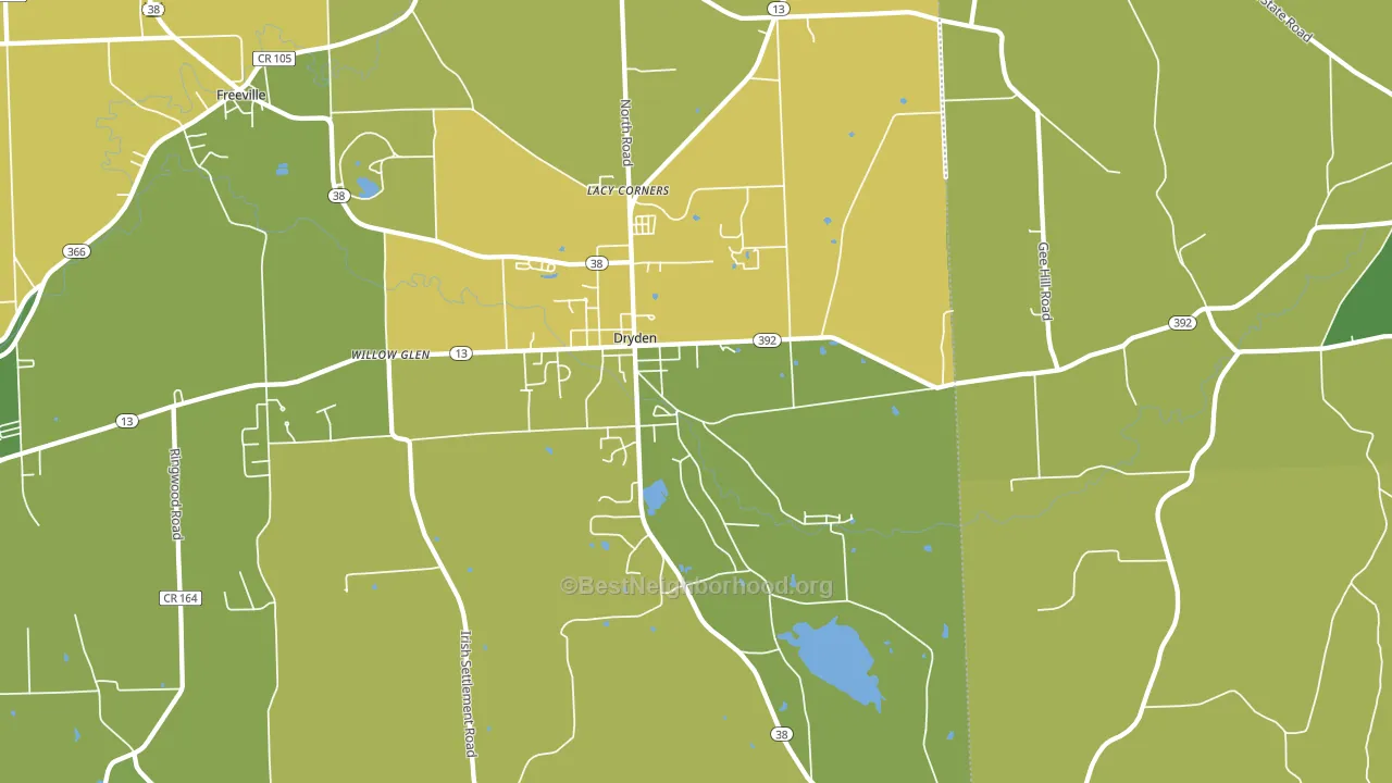 Dryden, NY block-group voter-turnout map