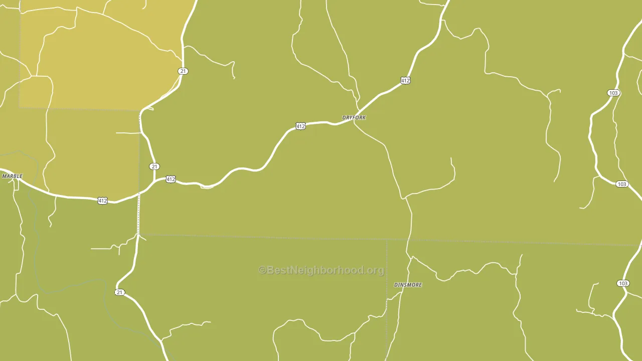 Dryfork, AR block-group voter-turnout map