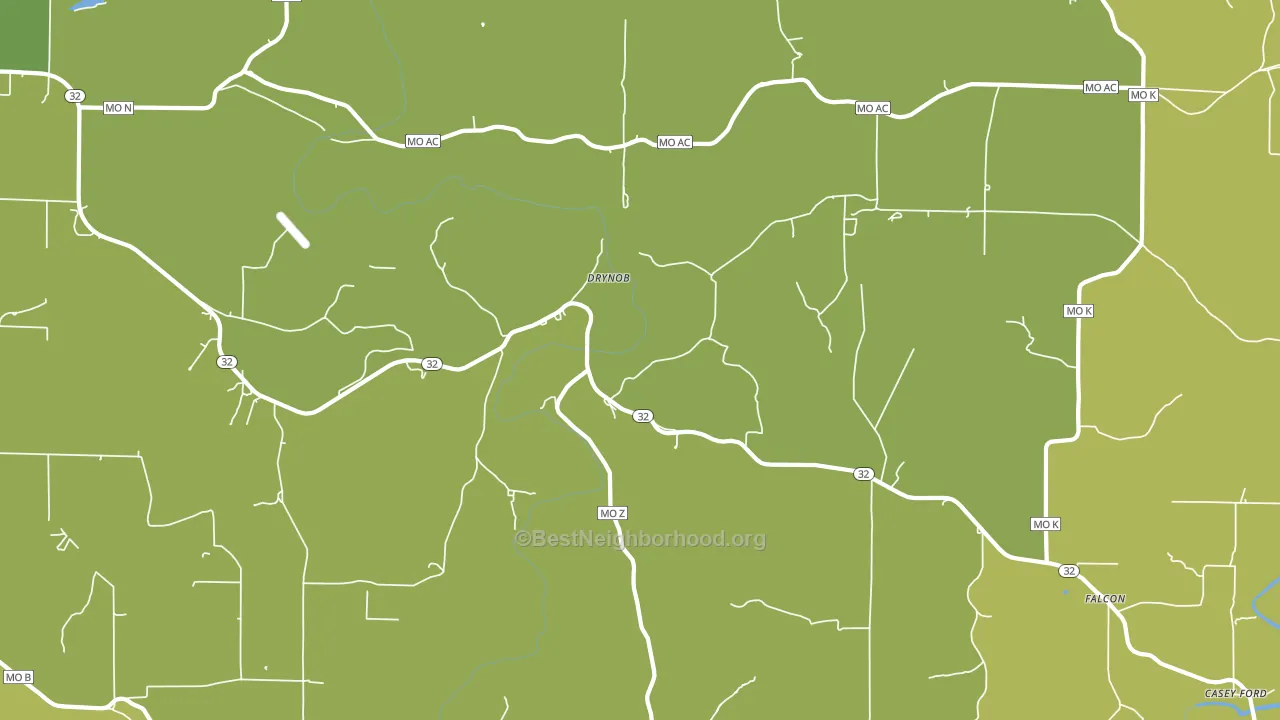 Drynob, MO block-group voter-turnout map