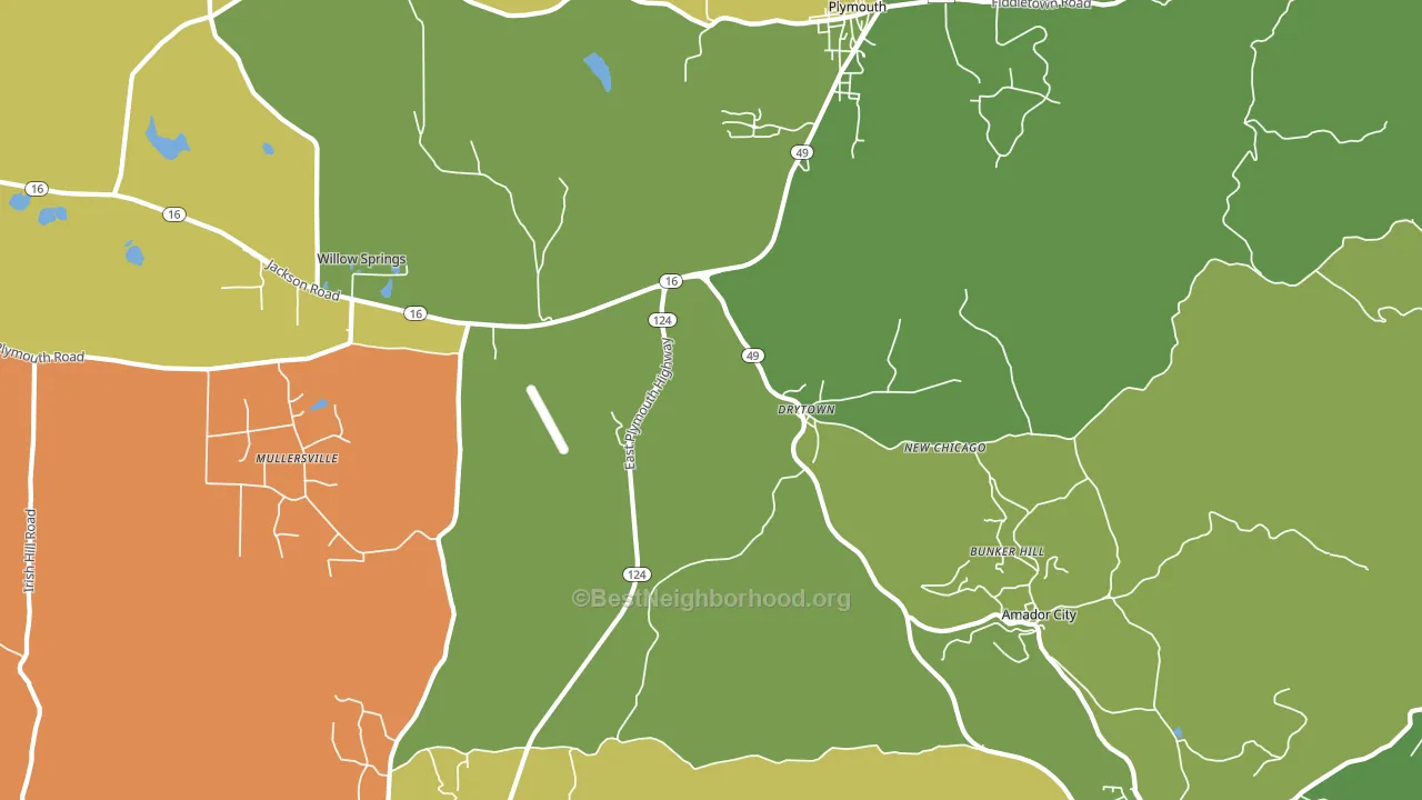 Drytown, CA block-group voter-turnout map