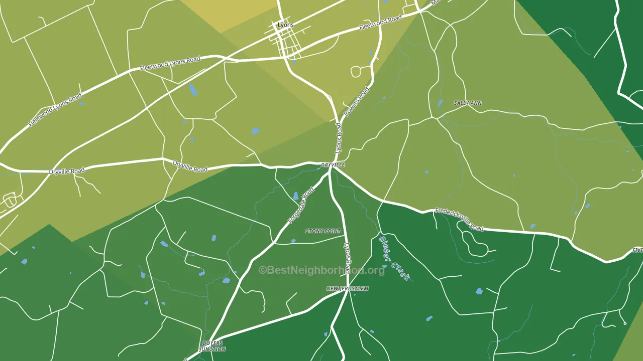 Dryville, PA block-group voter-turnout map