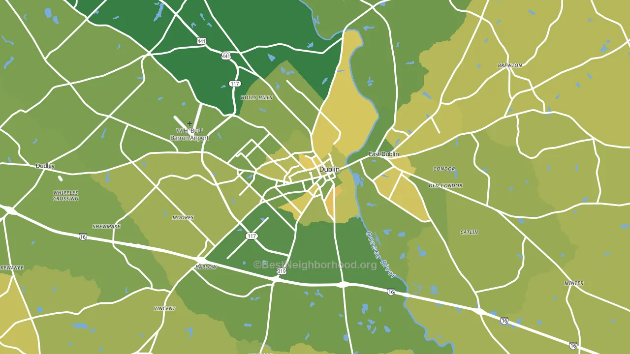 Dublin, GA block-group voter-turnout map