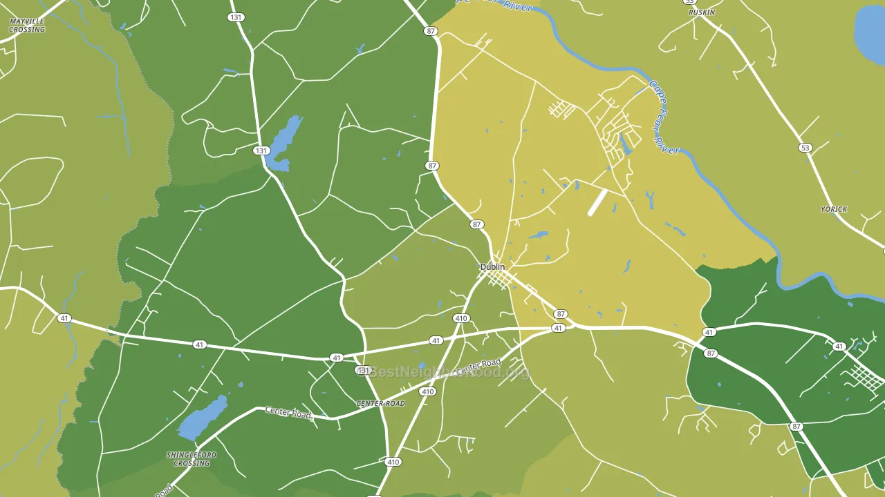 Dublin, NC block-group voter-turnout map