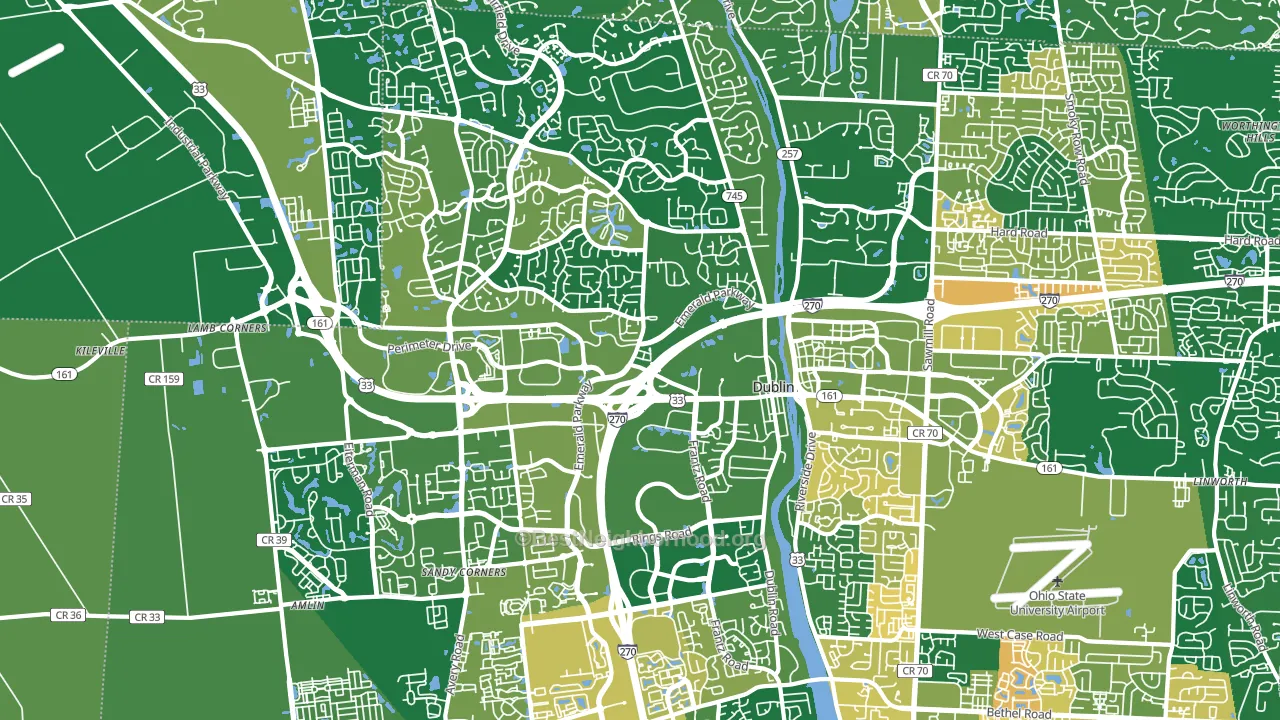 Dublin, OH block-group voter-turnout map
