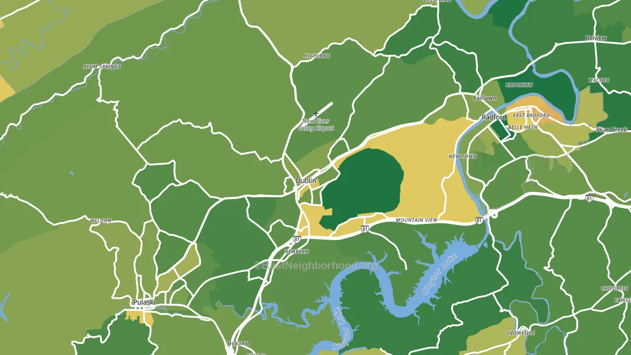 Dublin, VA block-group voter-turnout map