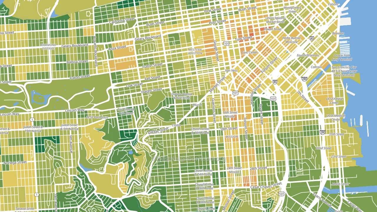 Duboce Triangle, San Francisco, CA block-group voter-turnout map