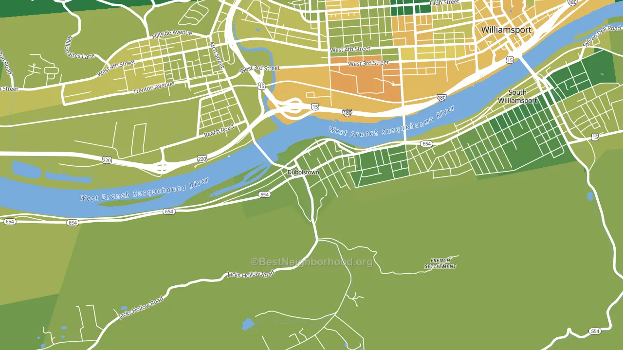 Duboistown, PA block-group voter-turnout map