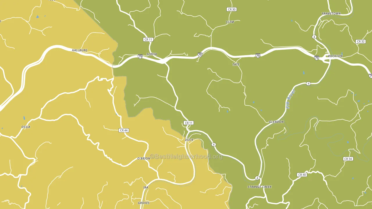 Duck, WV block-group voter-turnout map