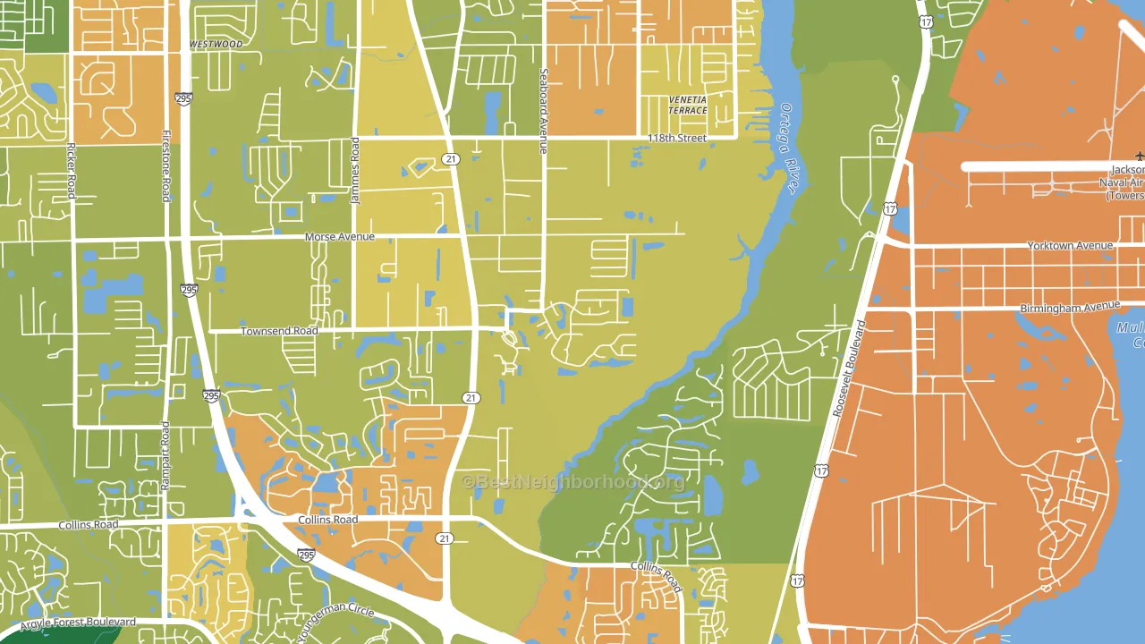 Duclay Forest, Jacksonville, FL block-group voter-turnout map