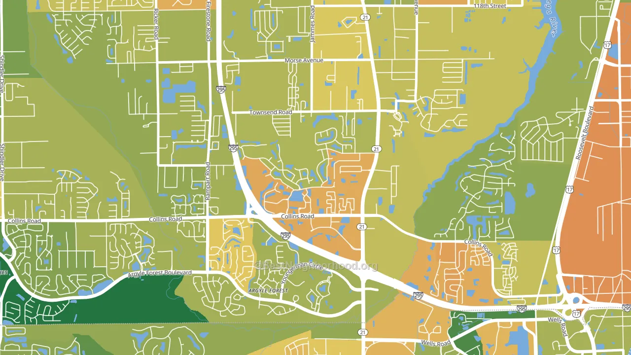 Duclay, Jacksonville, FL block-group voter-turnout map