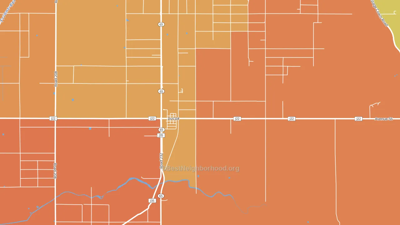 Ducor, CA block-group voter-turnout map