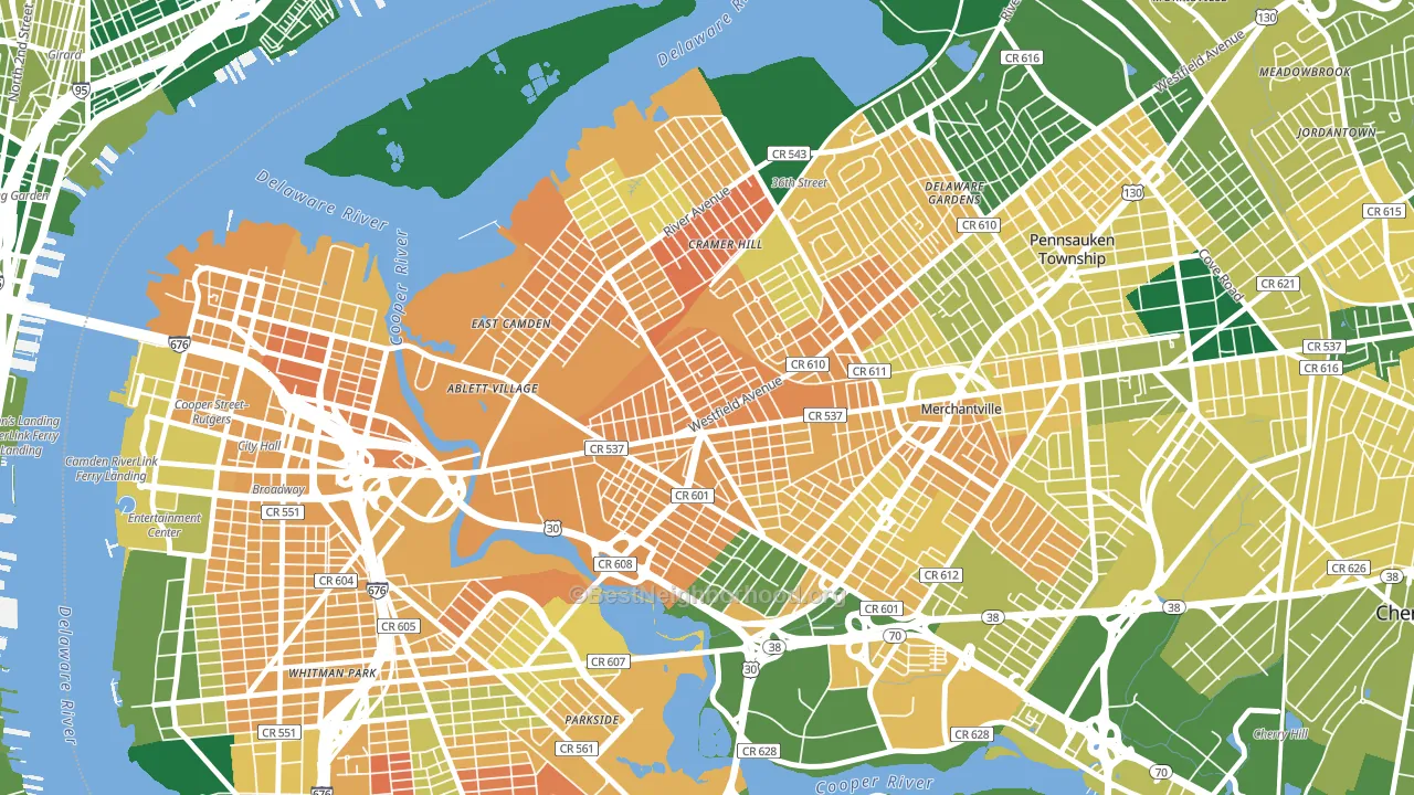 Dudley, Camden, NJ block-group voter-turnout map
