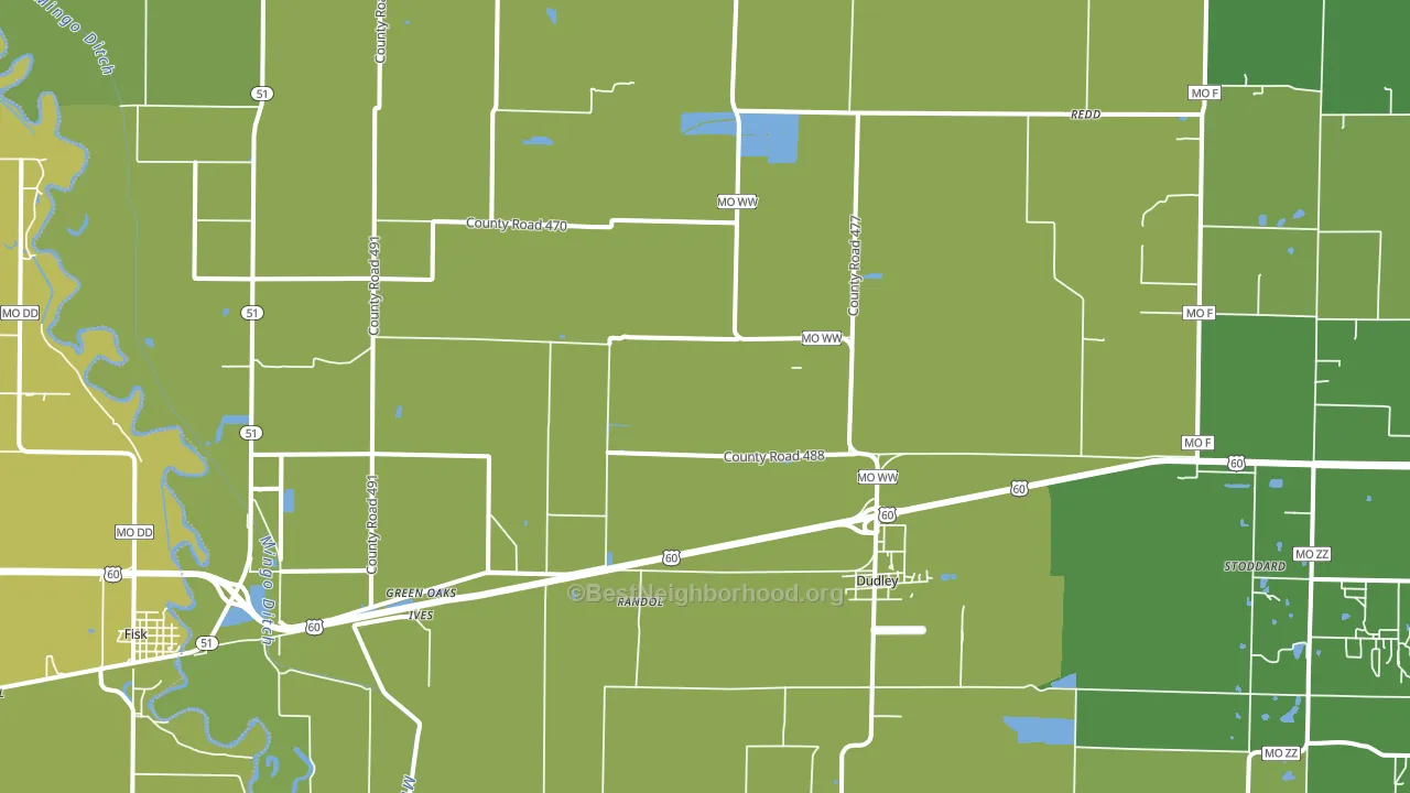 Dudley, MO block-group voter-turnout map