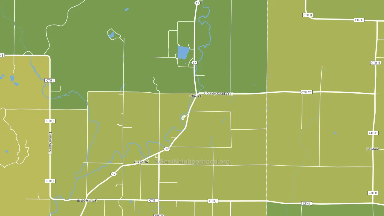 Dudley, WI block-group voter-turnout map