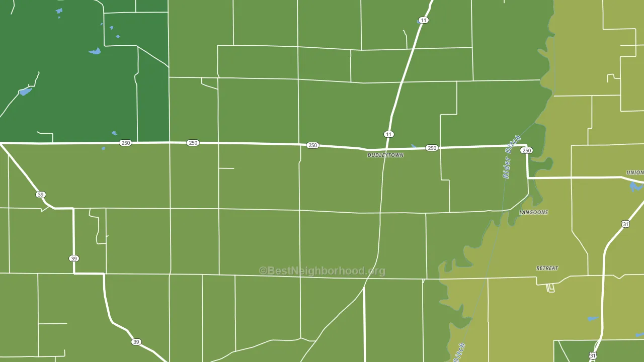 Dudleytown, IN block-group voter-turnout map