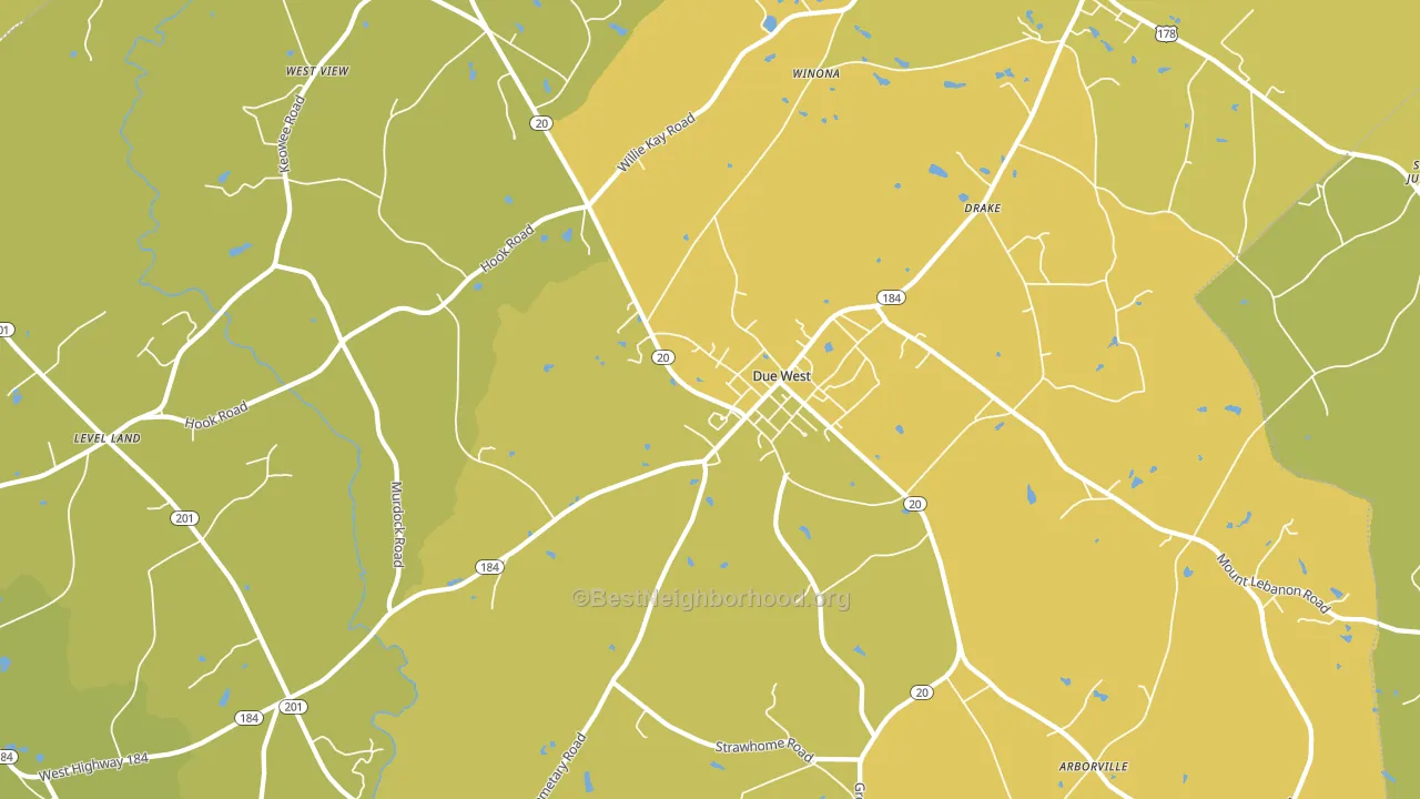 Due West, SC block-group voter-turnout map