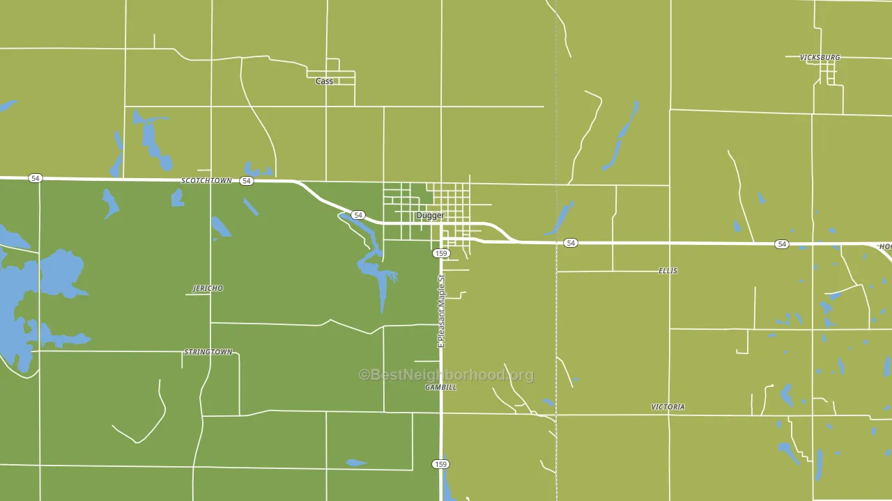 Dugger, IN block-group voter-turnout map