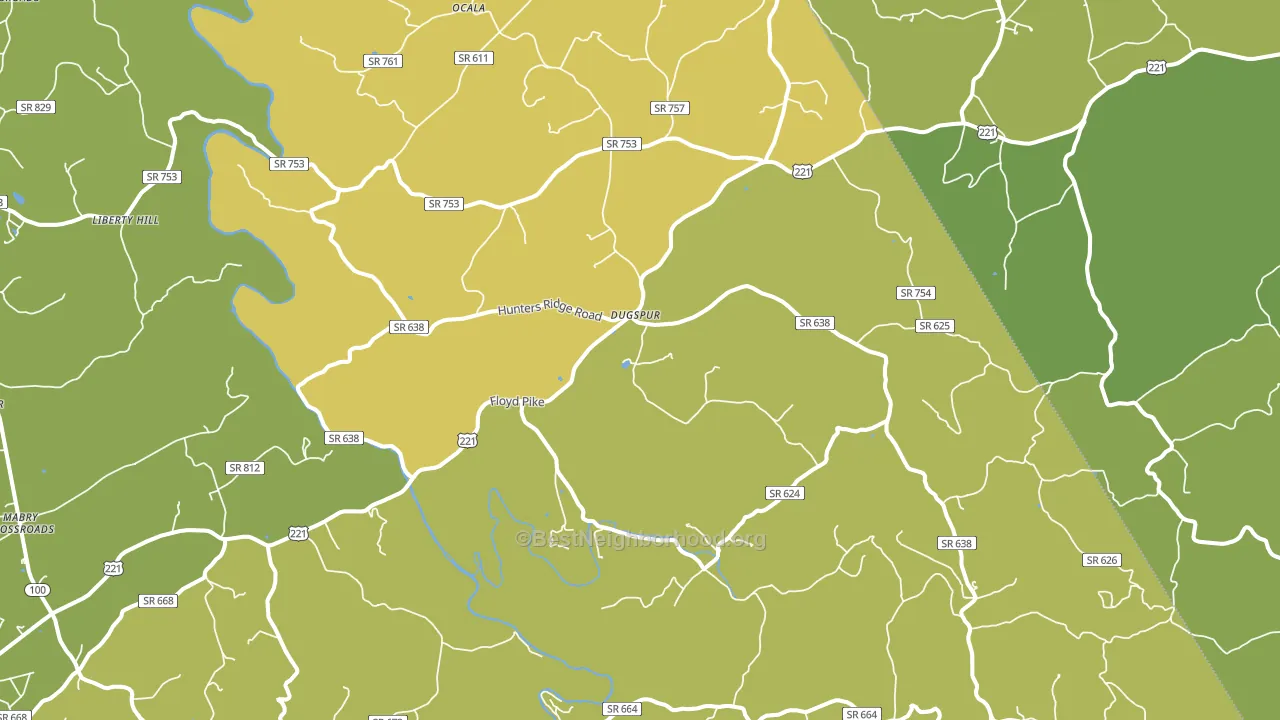 Dugspur, VA block-group voter-turnout map