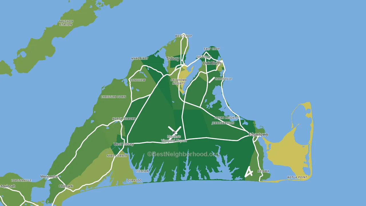 Dukes County, MA block-group voter-turnout map