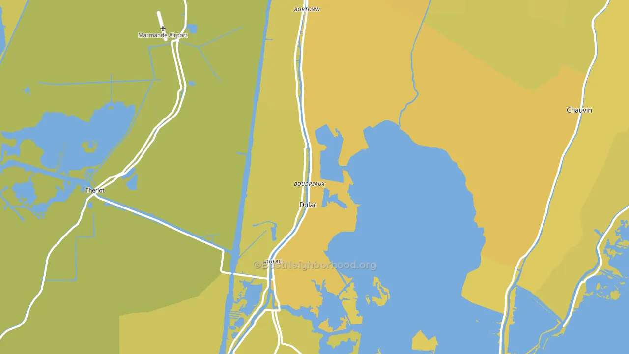 Dulac, LA block-group voter-turnout map