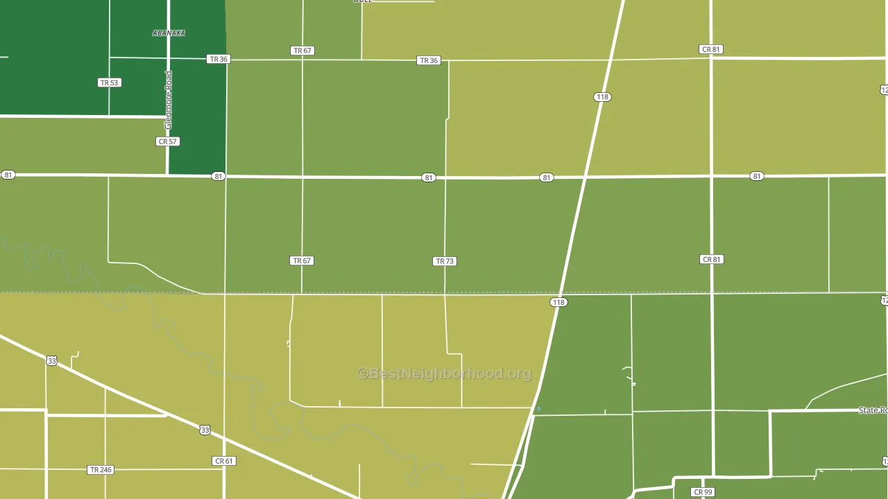 Dull, OH block-group voter-turnout map