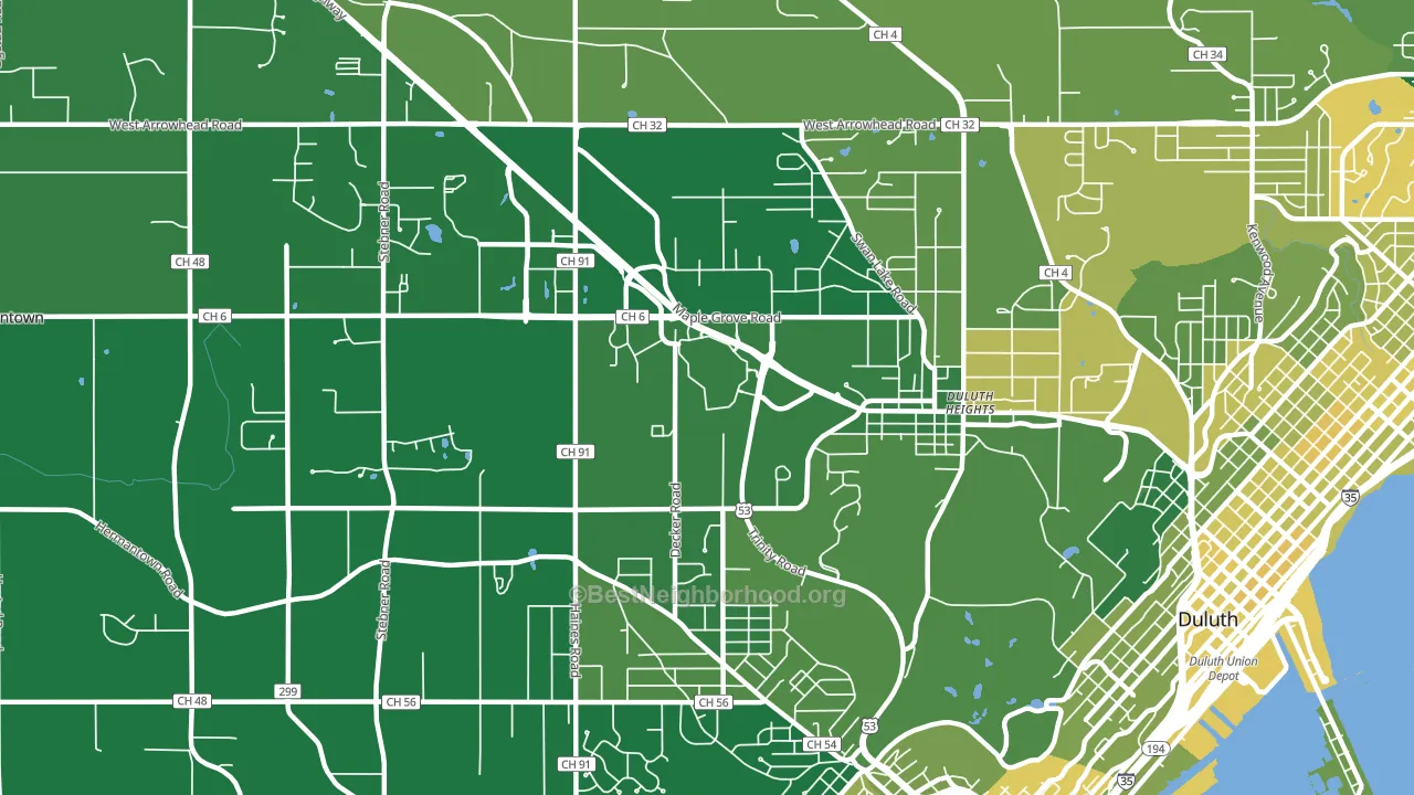 Duluth Heights, Duluth, MN block-group voter-turnout map