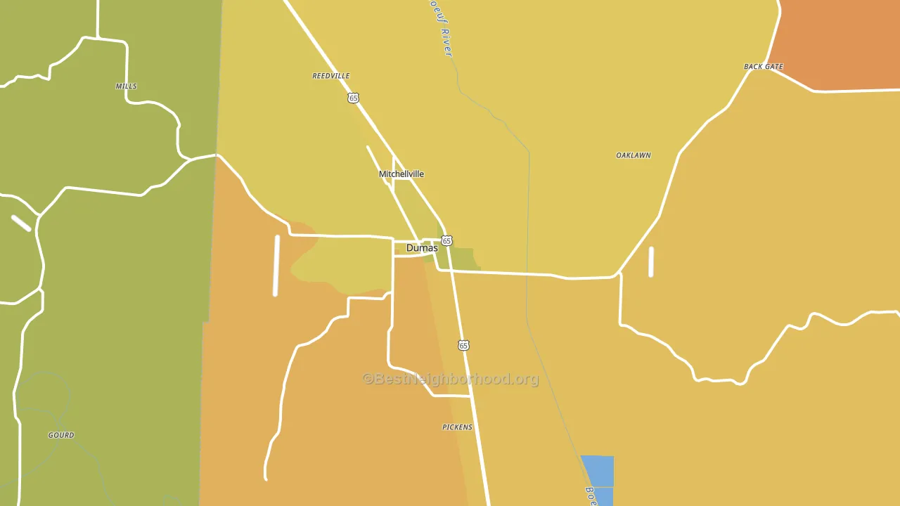 Dumas, AR block-group voter-turnout map