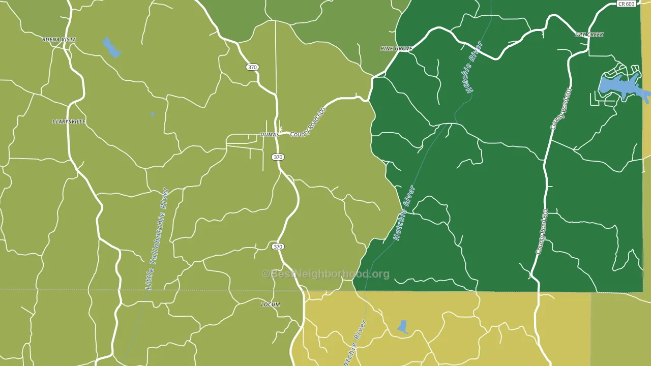Dumas, MS block-group voter-turnout map