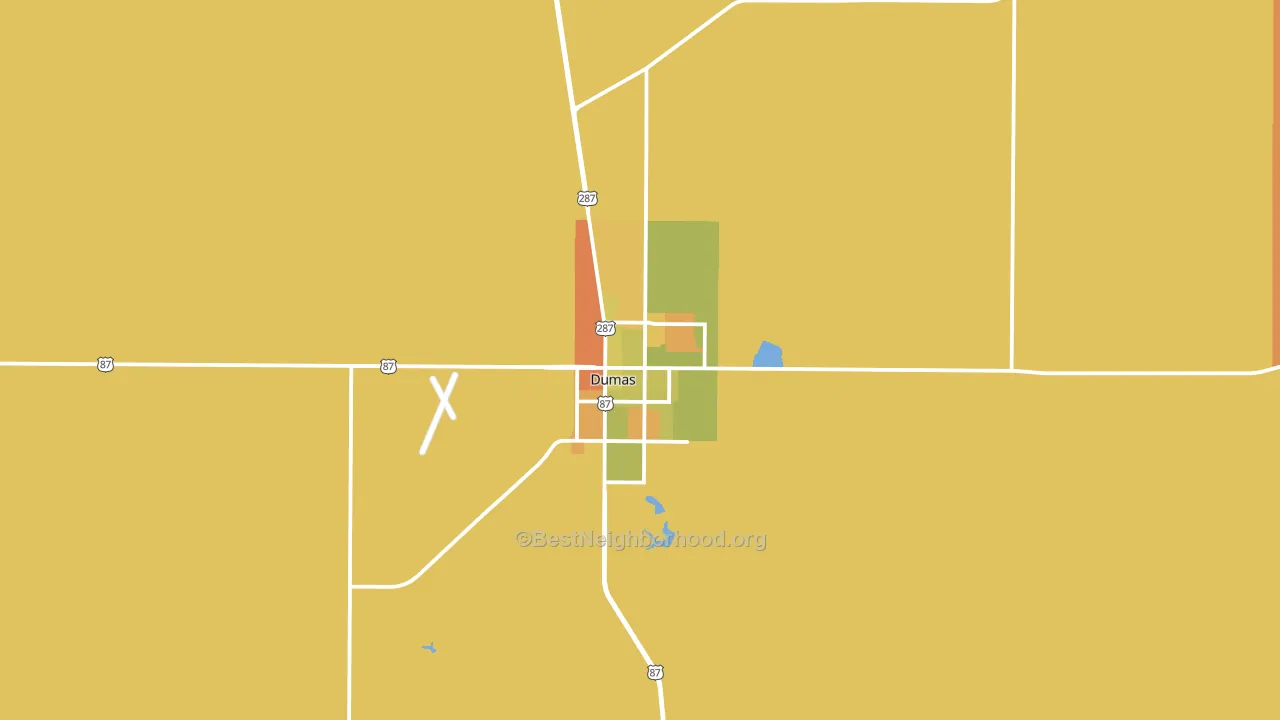 Dumas, TX block-group voter-turnout map