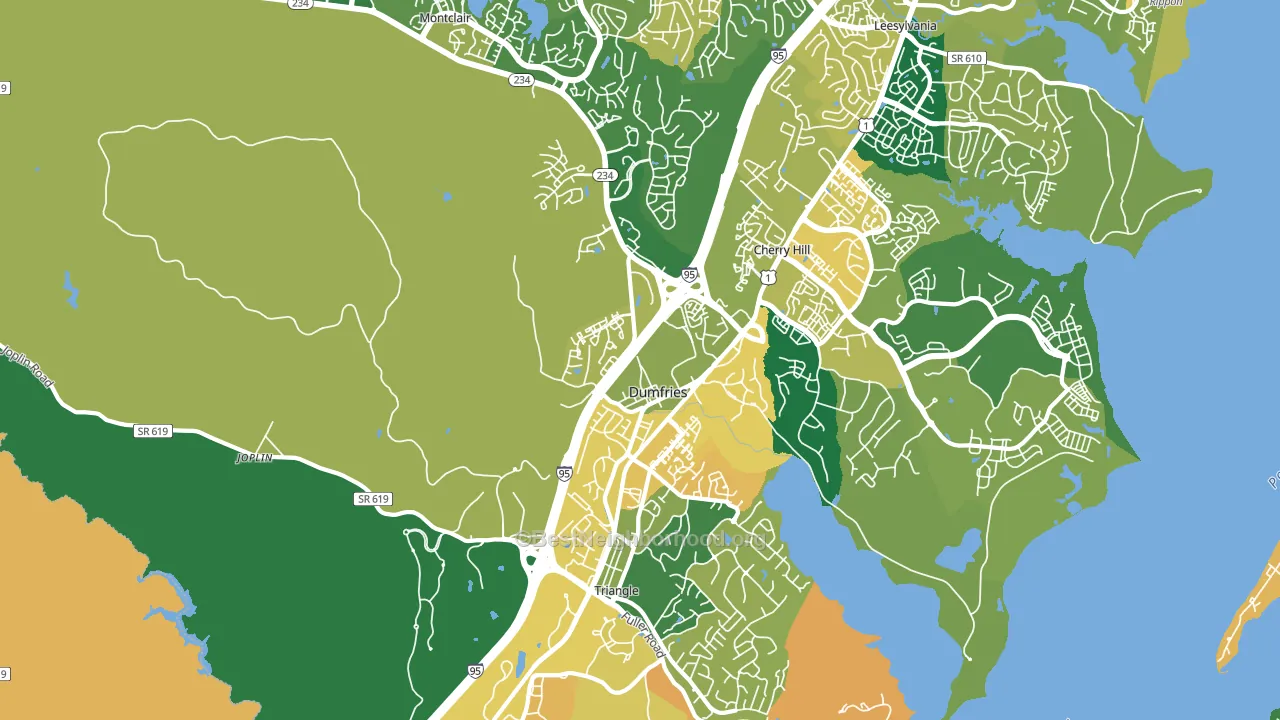 Dumfries, VA block-group voter-turnout map