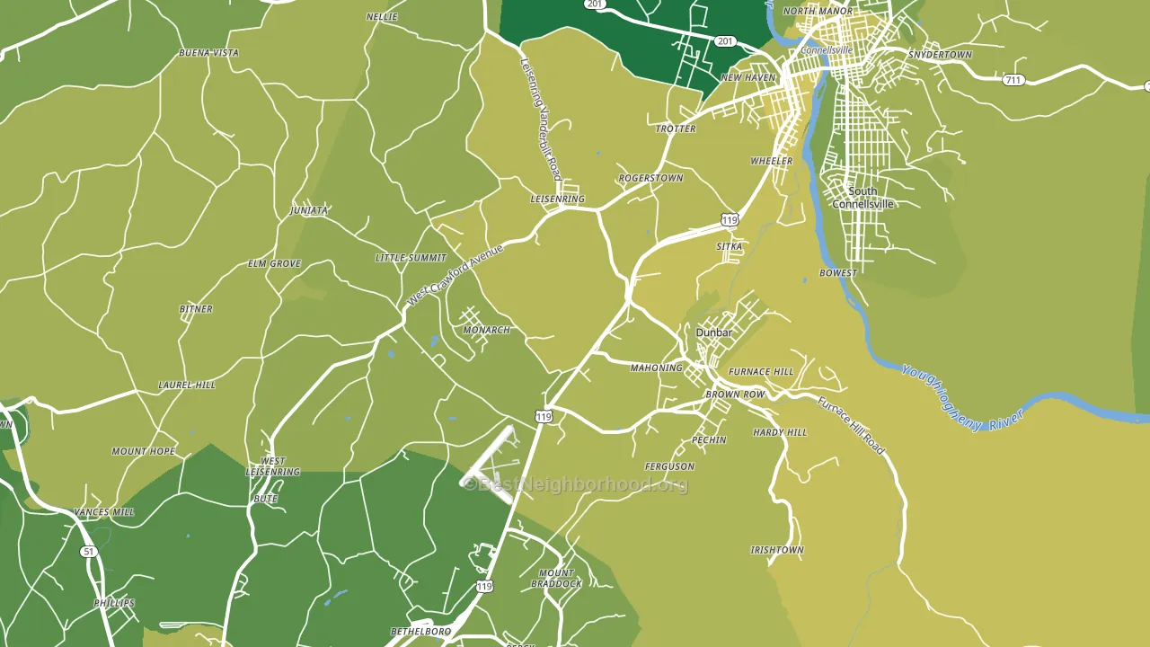 Dunbar, PA block-group voter-turnout map