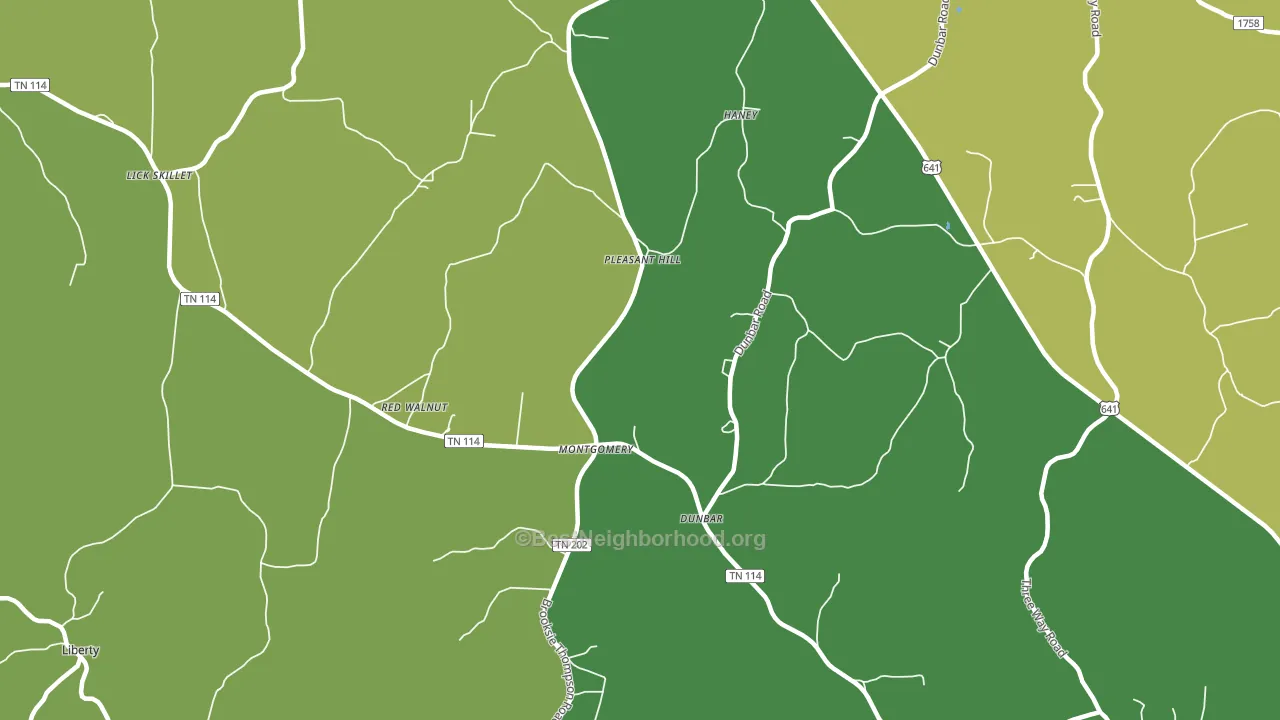 Dunbar, TN block-group voter-turnout map