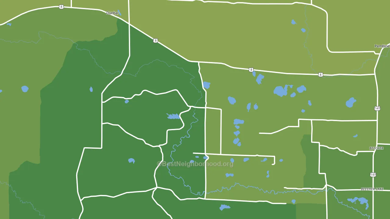 Dunbar, WI block-group voter-turnout map
