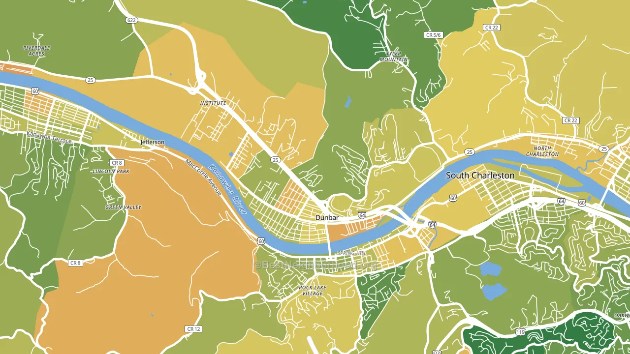 Dunbar, WV block-group voter-turnout map