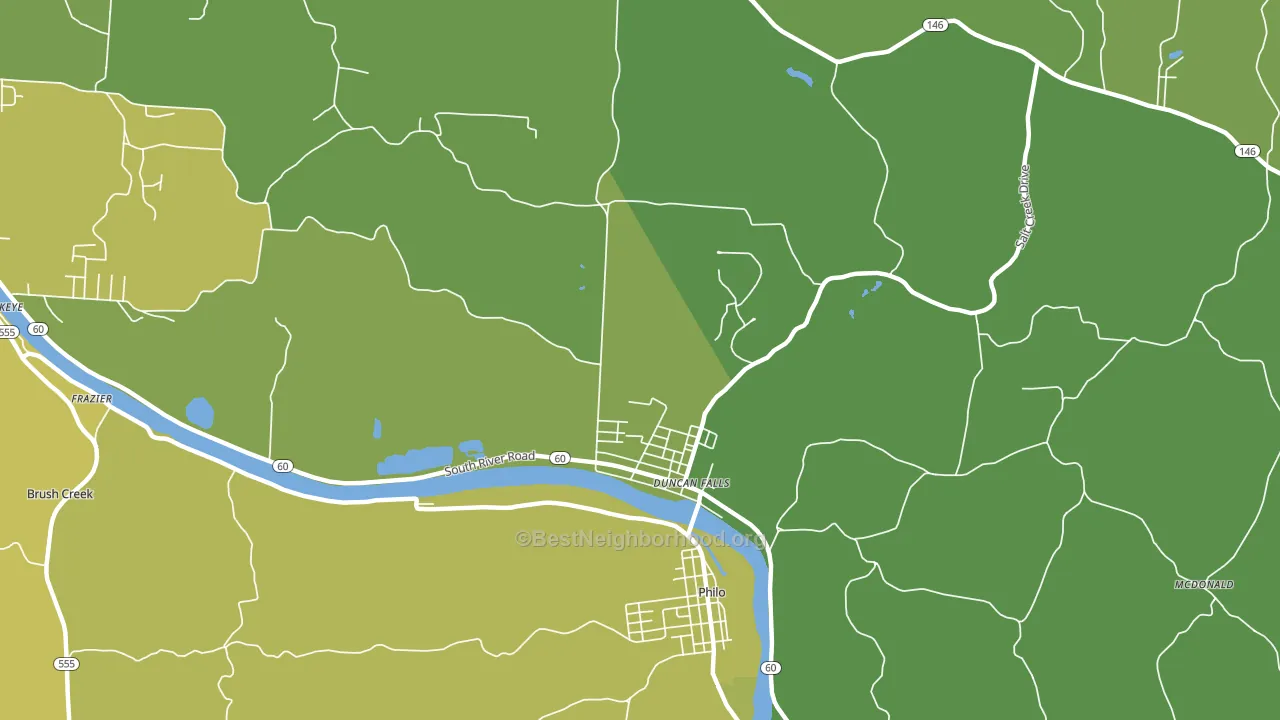 Duncan Falls, OH block-group voter-turnout map